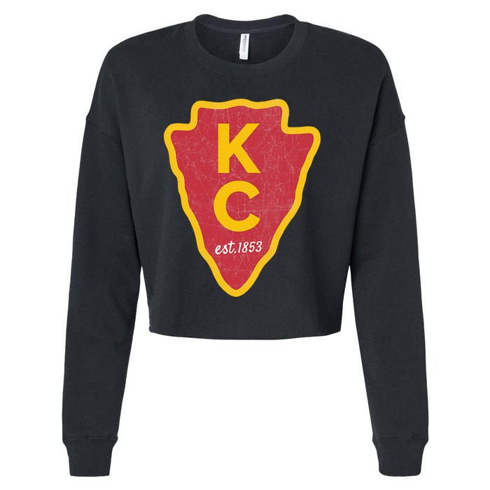Kc Red Original Red Kansas City Kc Unique Est 1853 Kc Local Cropped Pullover Crew