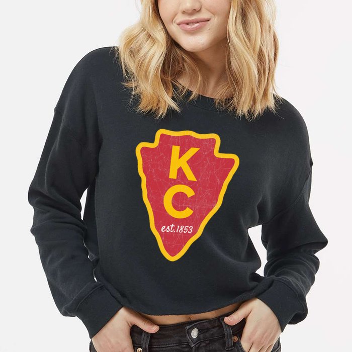 Kc Red Original Red Kansas City Kc Unique Est 1853 Kc Local Cropped Pullover Crew