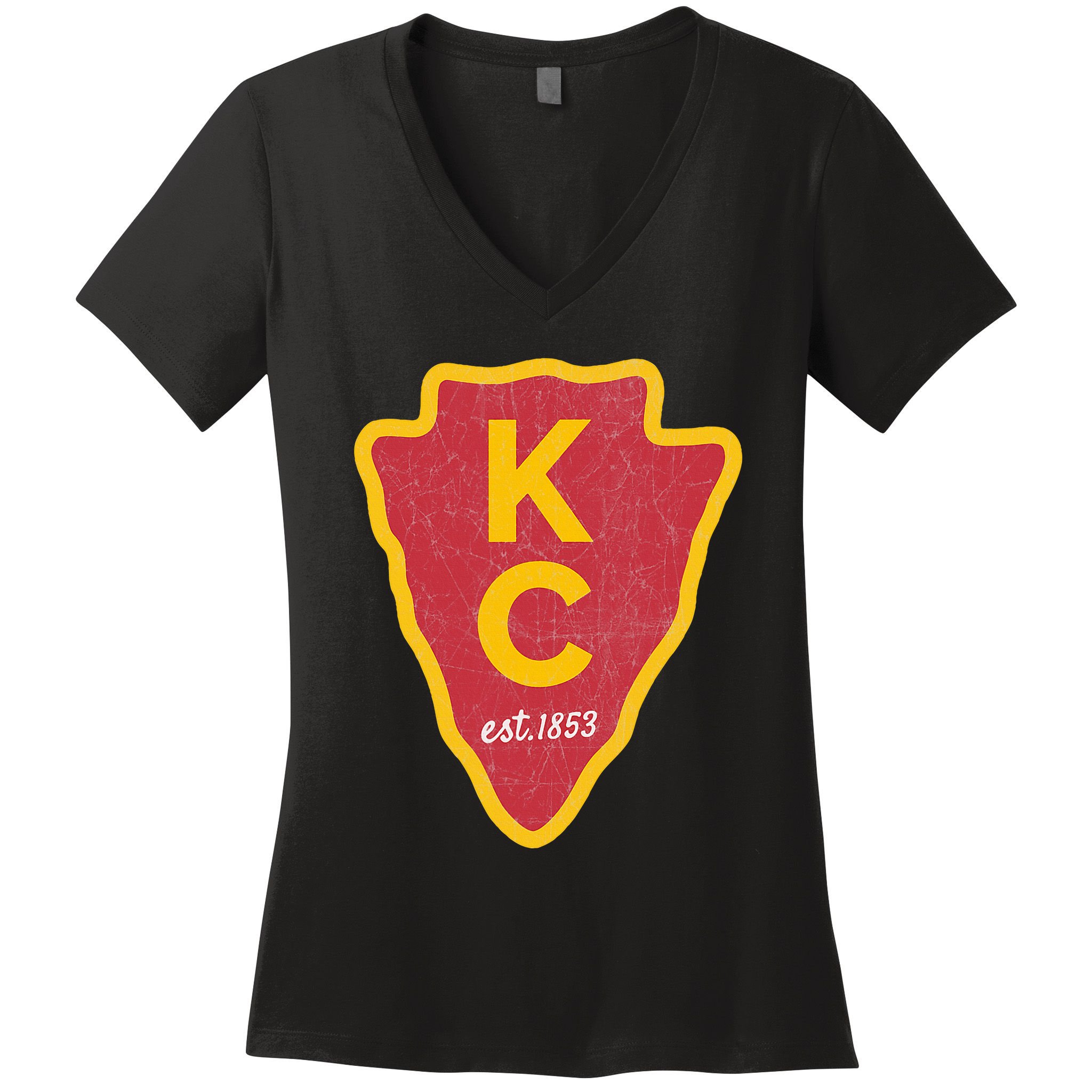 Kc Red Original Red Kansas City Kc Unique Est 1853 Kc Local Women's V-Neck T-Shirt