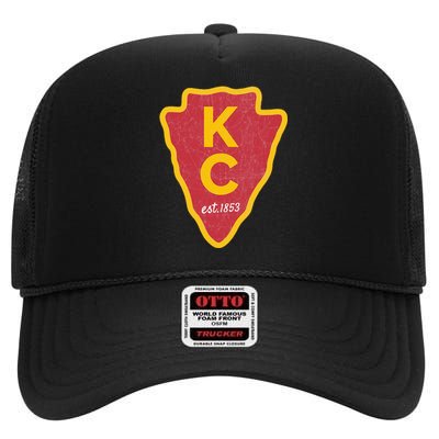 Kc Red Original Red Kansas City Kc Unique Est 1853 Kc High Crown Mesh Back Trucker Hat