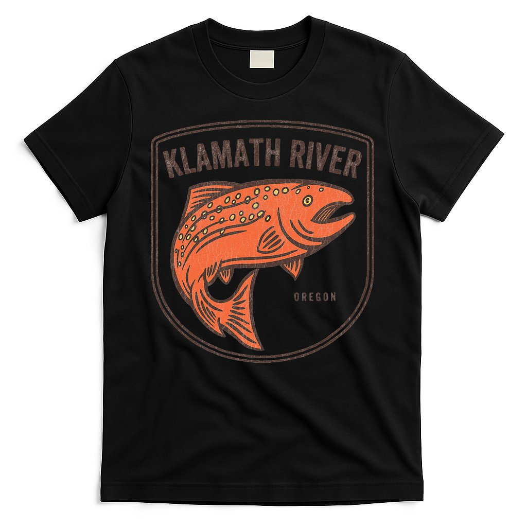 Klamath River Oregon OR Salmon Fishing Vintage Retro T-Shirt