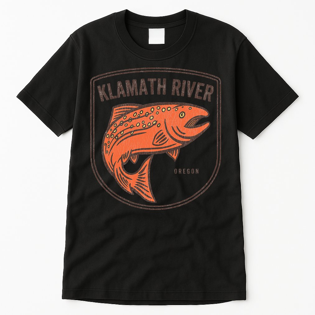 Klamath River Oregon OR Salmon Fishing Vintage Retro Tall T-Shirt