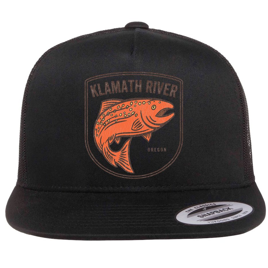 Klamath River Oregon OR Salmon Fishing Vintage Retro Flat Bill Trucker Hat