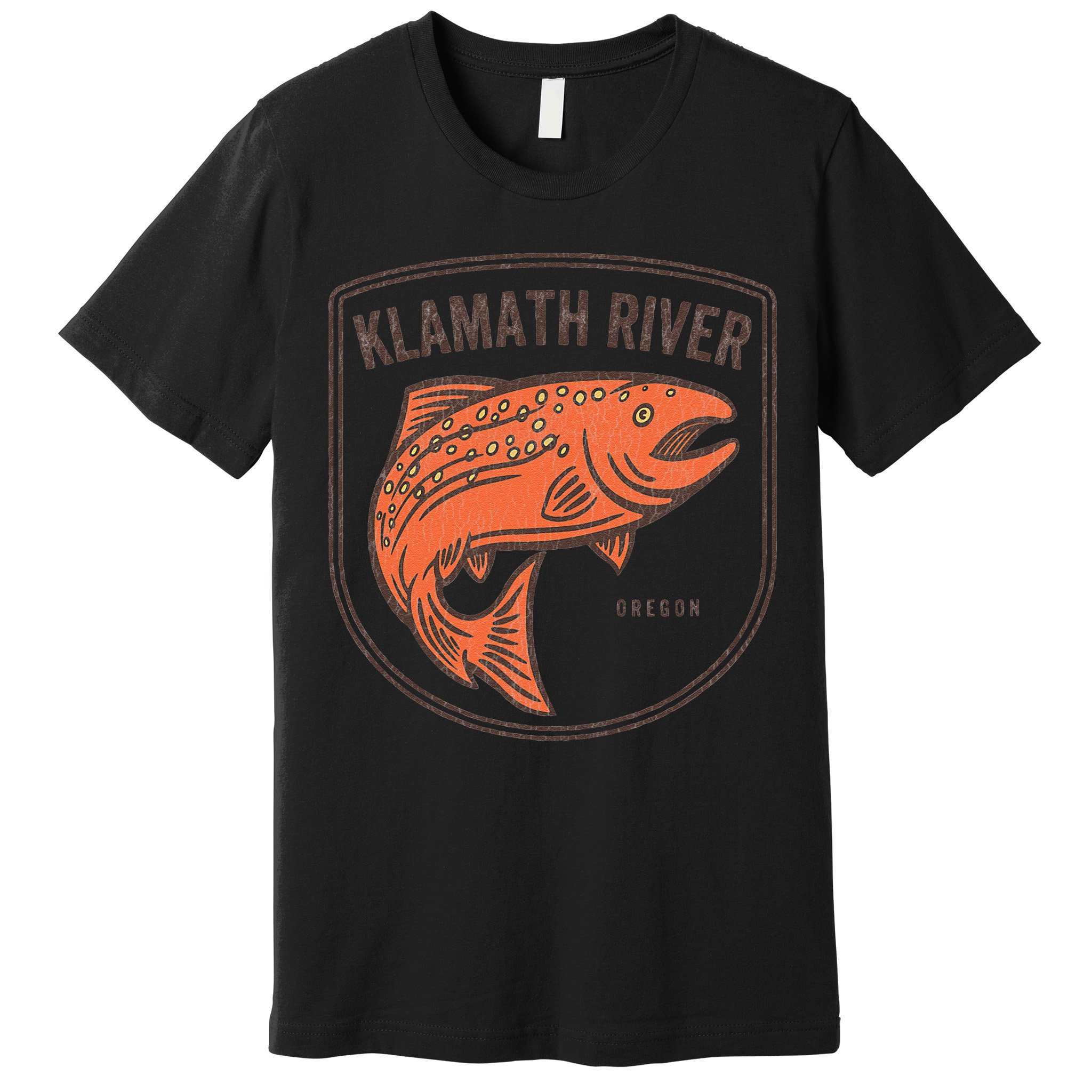Klamath River Oregon OR Salmon Fishing Vintage Retro Premium T-Shirt