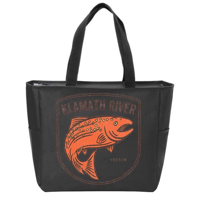 Klamath River Oregon OR Salmon Fishing Vintage Retro Zip Tote Bag