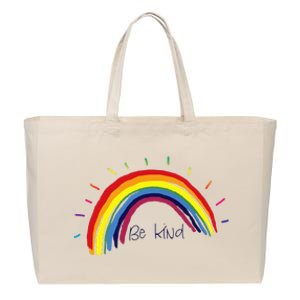 Kindness Rainbow Positive Message Be Kind Cotton Canvas Jumbo Tote