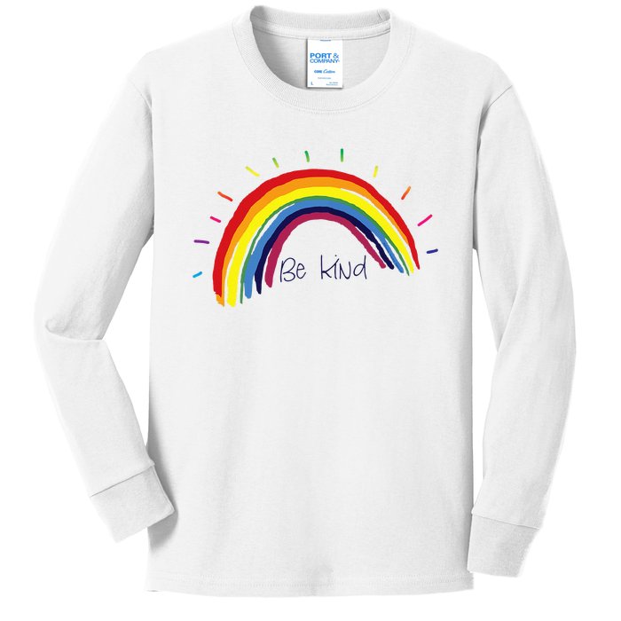 Kindness Rainbow Positive Message Be Kind Kids Long Sleeve Shirt