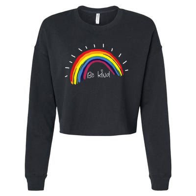 Kindness Rainbow Positive Message Be Kind Cropped Pullover Crew