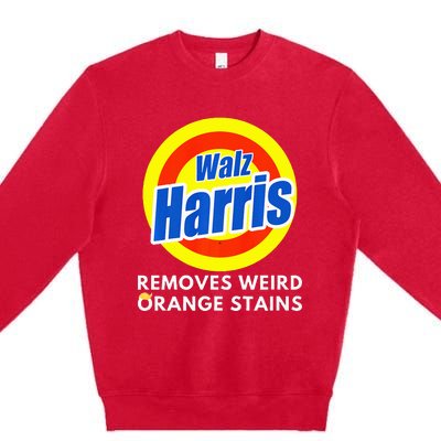 Kamala Removes Stubborn Orange Stains Harris Walz Waltz Premium Premium Crewneck Sweatshirt