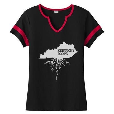 Kentucky Roots State Of Kentucky Map Ladies Halftime Notch Neck Tee