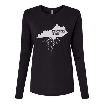 Kentucky Roots State Of Kentucky Map Womens Cotton Relaxed Long Sleeve T-Shirt