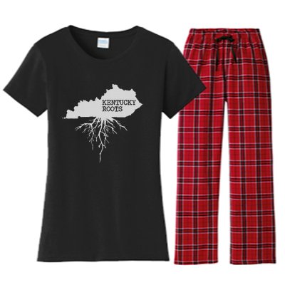 Kentucky Roots State Of Kentucky Map Women's Flannel Pajama Set