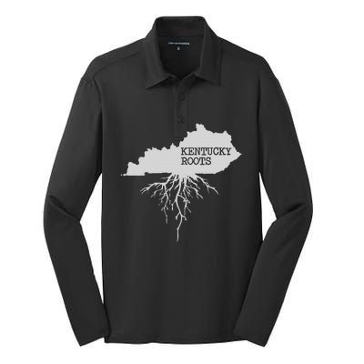 Kentucky Roots State Of Kentucky Map Silk Touch Performance Long Sleeve Polo