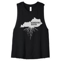 Kentucky Roots State Of Kentucky Map Women's Racerback Cropped Tank