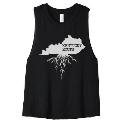 Kentucky Roots State Of Kentucky Map Women's Racerback Cropped Tank