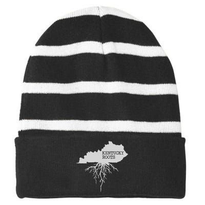 Kentucky Roots State Of Kentucky Map Striped Beanie with Solid Band