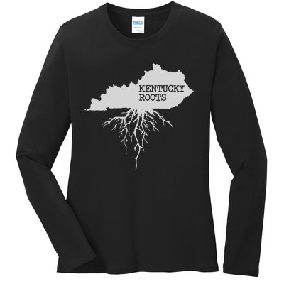 Kentucky Roots State Of Kentucky Map Ladies Long Sleeve Shirt