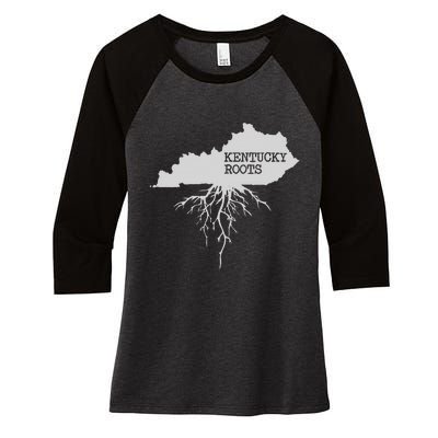 Kentucky Roots State Of Kentucky Map Women's Tri-Blend 3/4-Sleeve Raglan Shirt