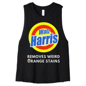 Kamala Removes Stubborn Orange Stains Harris Walz Waltz Women's Racerback Cropped Tank