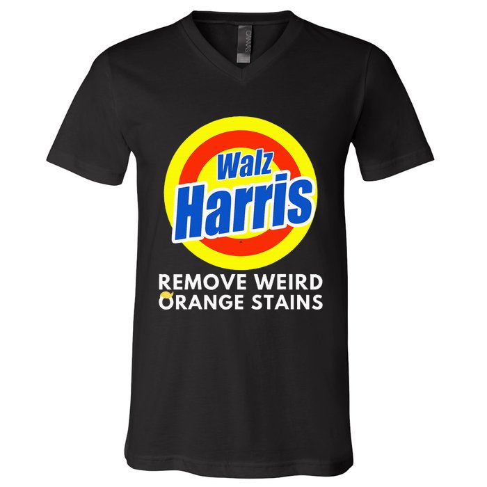 Kamala Removes Stubborn Orange Stains Harris Walz Waltz V-Neck T-Shirt