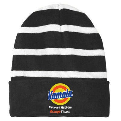 Kamala Removes Stubborn Orange Stains Striped Beanie with Solid Band