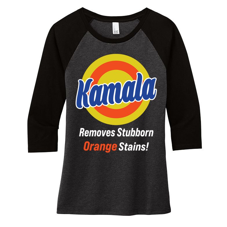 Kamala Removes Stubborn Orange Stains Women's Tri-Blend 3/4-Sleeve Raglan Shirt