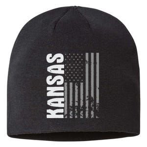 Kansas Retro Style Distressed Usa Flag Patriot Sustainable Beanie