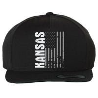 Kansas Retro Style Distressed Usa Flag Patriot Wool Snapback Cap