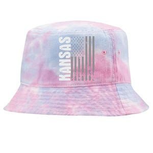 Kansas Retro Style Distressed Usa Flag Patriot Tie-Dyed Bucket Hat