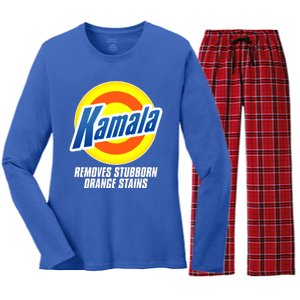 Kamala Removes Stubborn Orange Stains Vote Kamala Harris 2024 Women's Long Sleeve Flannel Pajama Set 