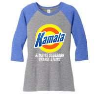 Kamala Removes Stubborn Orange Stains Vote Kamala Harris 2024 Women's Tri-Blend 3/4-Sleeve Raglan Shirt