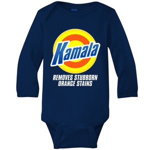 Kamala Removes Stubborn Orange Stains Vote Kamala Harris 2024 Baby Long Sleeve Bodysuit