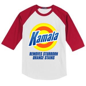 Kamala Removes Stubborn Orange Stains Vote Kamala Harris 2024 Kids Colorblock Raglan Jersey