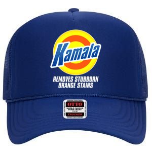 Kamala Removes Stubborn Orange Stains Vote Kamala Harris 2024 High Crown Mesh Back Trucker Hat