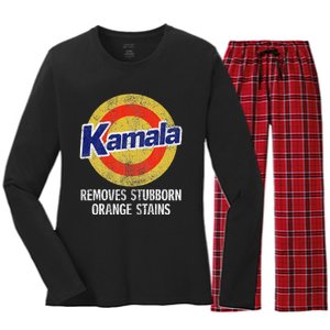 Kamala Removes Stubborn Orange Stains Kamala Harris 2024 Women's Long Sleeve Flannel Pajama Set 