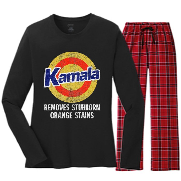 Kamala Removes Stubborn Orange Stains Kamala Harris 2024 Women's Long Sleeve Flannel Pajama Set 