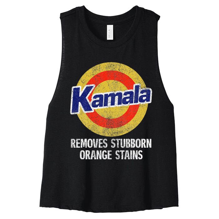 Kamala Removes Stubborn Orange Stains Kamala Harris 2024 Women's Racerback Cropped Tank