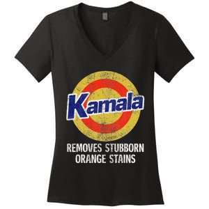 Kamala Removes Stubborn Orange Stains Kamala Harris 2024 Women's V-Neck T-Shirt