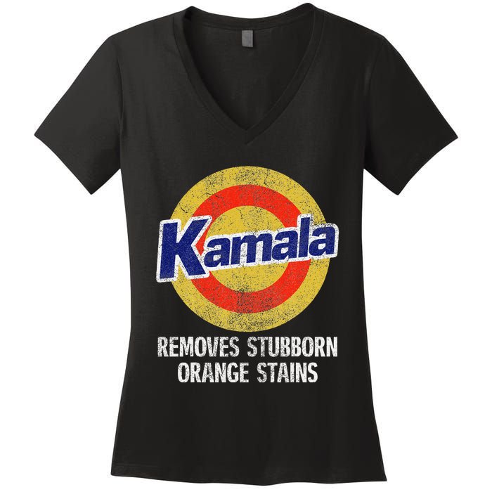 Kamala Removes Stubborn Orange Stains Kamala Harris 2024 Women's V-Neck T-Shirt