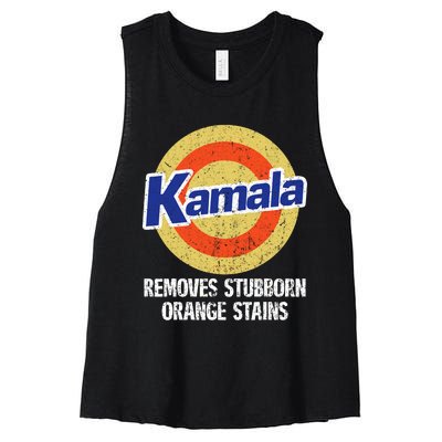 Kamala Removes Stubborn Orange Stains Kamala Harris 2024 Women's Racerback Cropped Tank