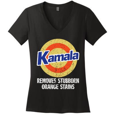 Kamala Removes Stubborn Orange Stains Kamala Harris 2024 Women's V-Neck T-Shirt