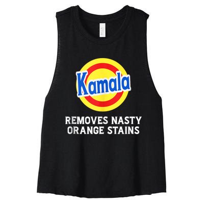 Kamala Removes Stubborn Orange Stains Kamala Harris 2024 Women's Racerback Cropped Tank