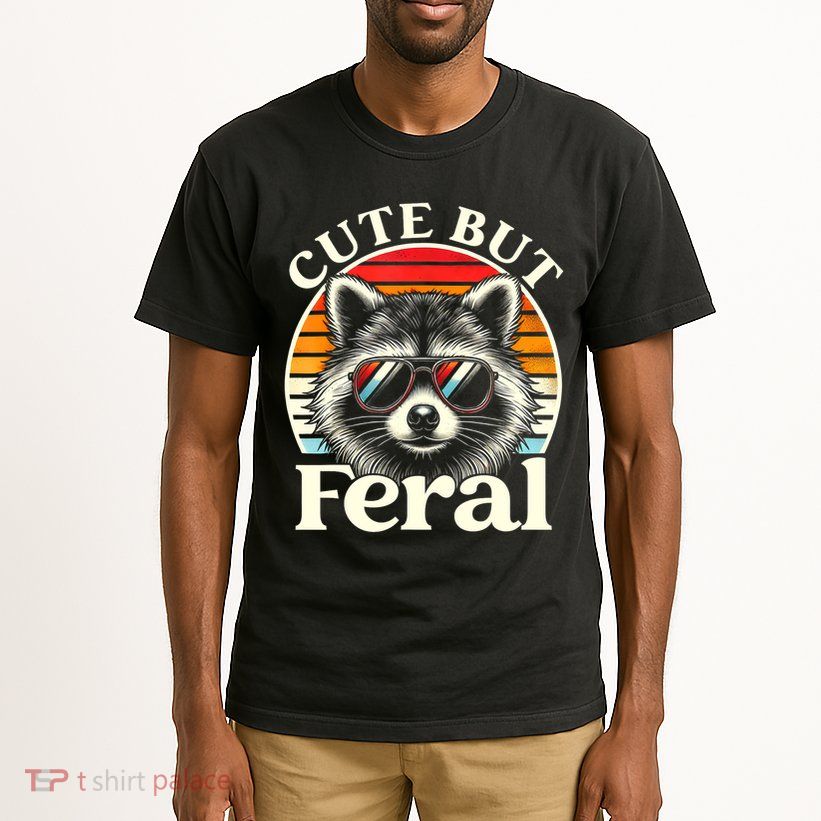 Kids Racoon Tee Cute But Feral Raccoon Funny Toddler Boy Tall T-Shirt