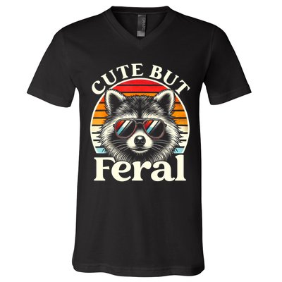 Kids Racoon Tee Cute But Feral Raccoon Funny Toddler Boy V-Neck T-Shirt