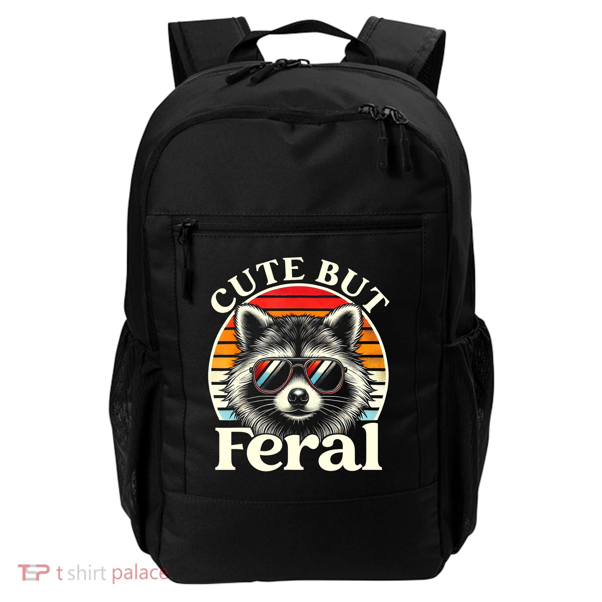 Kids Racoon Tee Cute But Feral Raccoon Funny Toddler Boy Backpack