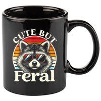 Kids Racoon Tee Cute But Feral Raccoon Funny Toddler Boy 11oz C Handle Ceramic Mug