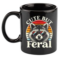 Kids Racoon Tee Cute But Feral Raccoon Funny Toddler Boy 11oz C Handle Ceramic Mug