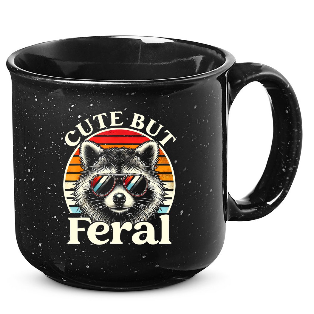 Kids Racoon Tee Cute But Feral Raccoon Funny Toddler Boy 15oz Campfire Ceramic Mug