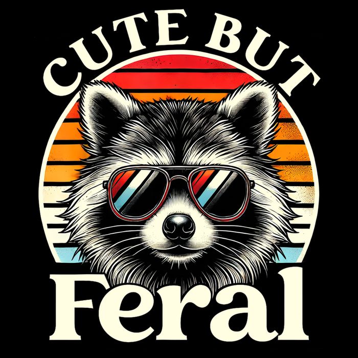 Kids Racoon Tee Cute But Feral Raccoon Funny Toddler Boy Drawstring Bag