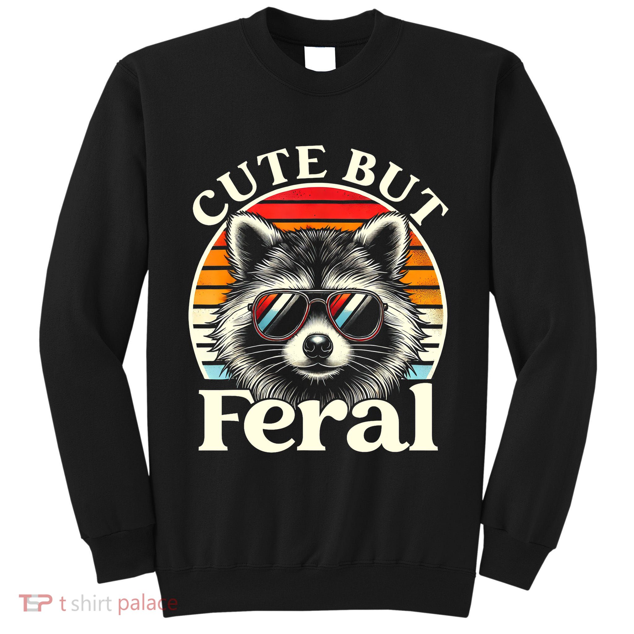 Kids Racoon Tee Cute But Feral Raccoon Funny Toddler Boy Tall Sweatshirt
